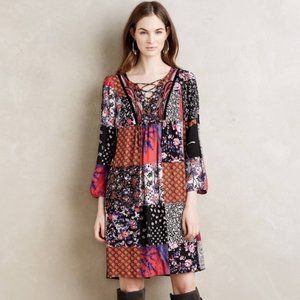 Anthropologie One September Arcata Patchwork Boho Dress Size Medium